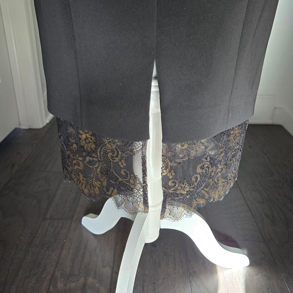 Karen Millen Black & Gold Lace Panel Pencil Dress - Size 4 - Picture 8 of 12